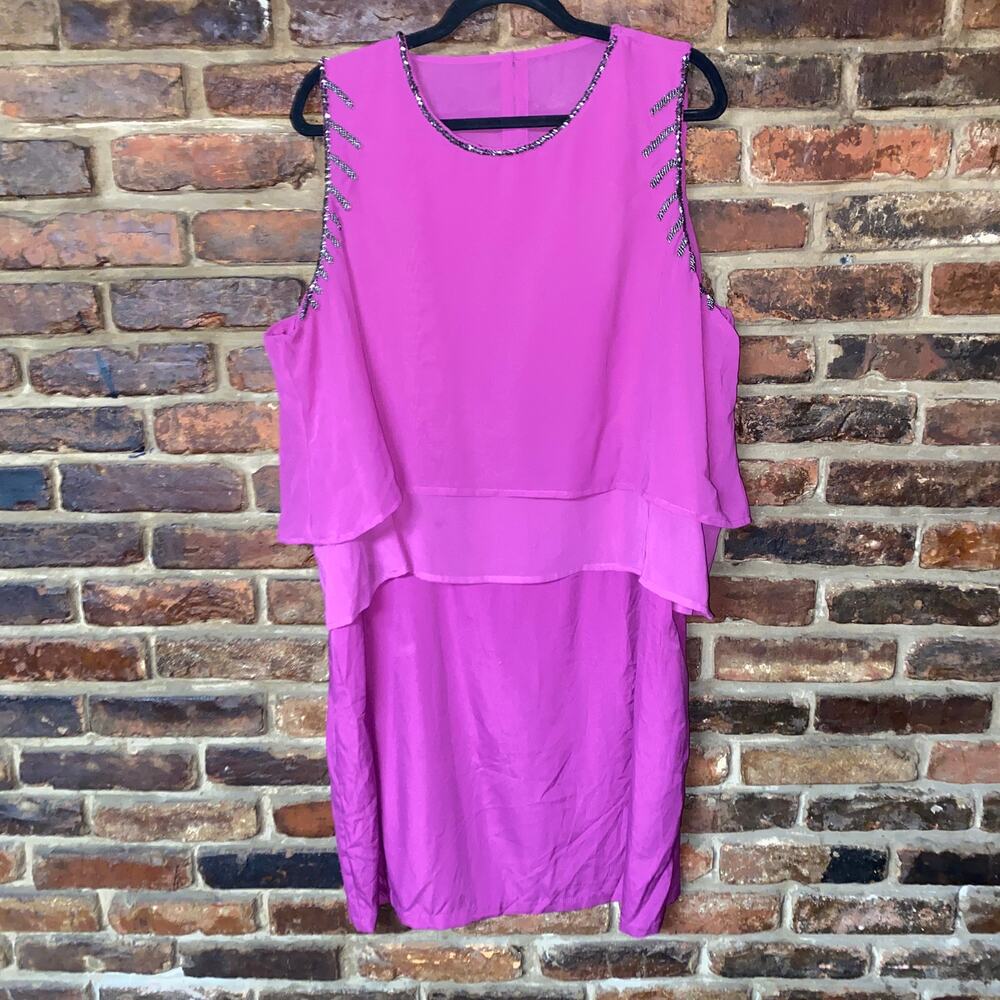 NWT Covington Purple Tiered Embellished Sleeveless Mini Dress Women's Size 24